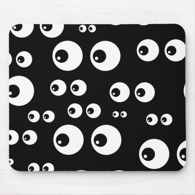 Tapis De Souris Black Drôle Cartoon Oeil sans Seamless Voir (Devant)
