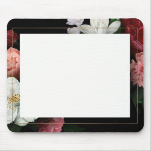 Tapis De Souris Black Floral Faux Gold Frame Vintage