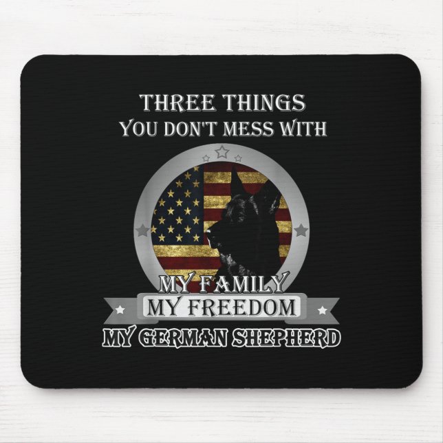 Tapis De Souris Black German Shepherd American Flag Three Things Y (Devant)