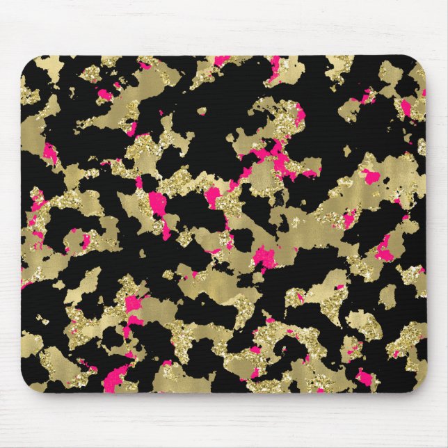 Tapis De Souris Black Gold Parties scintillant Hot rose Abstrait P (Devant)