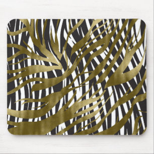 Tapis De Souris Black & Gold Zebra Print Safari Chic Glamor