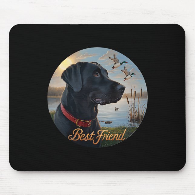 Tapis De Souris Black Labrador Best Friend. Chasse Canard de sauva (Devant)