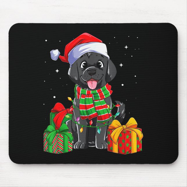 Tapis De Souris Black Labrador Retriever Christmas Lights Xmas Lab (Devant)