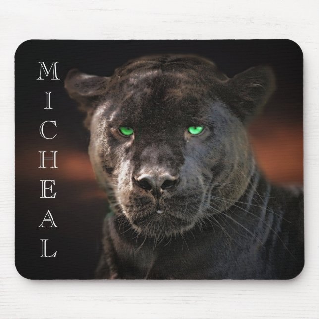 Tapis De Souris Black Leopard Big Cat Nom personnalisé (Devant)