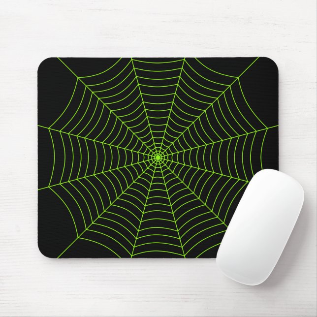 Tapis De Souris Black neon vert toile d'araignée Halloween motif (Avec souris)