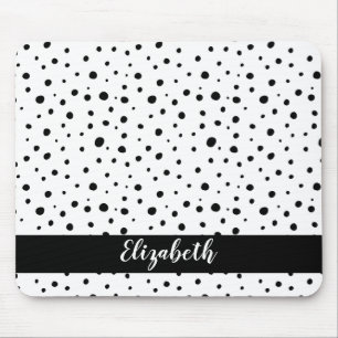 Tapis De Souris Black Polka Dots Abstract Minimal Name