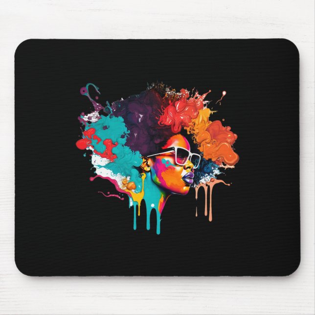 Tapis De Souris Black Queen Afro Melanin Driving Art Lover Amériqu (Devant)