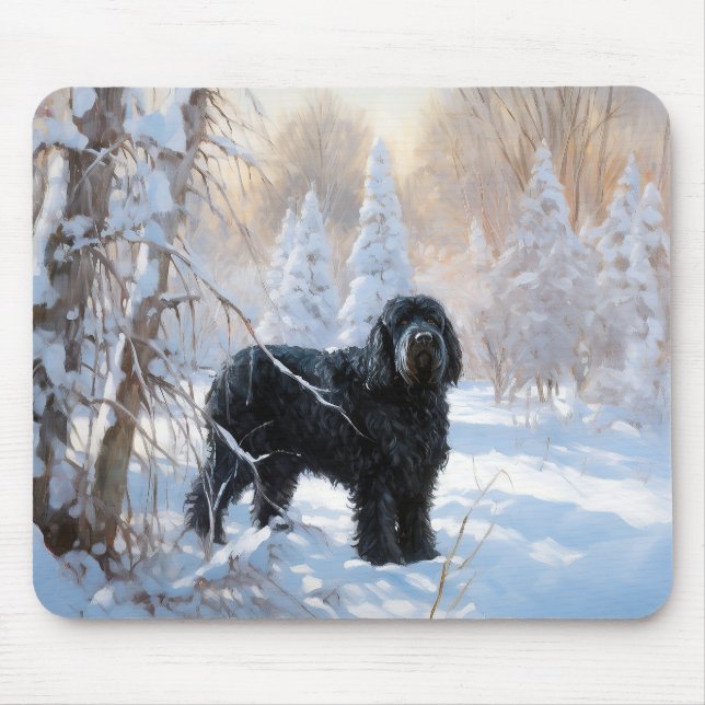 Tapis De Souris Black Russian Terrier Laisser neiger Noël (Devant)