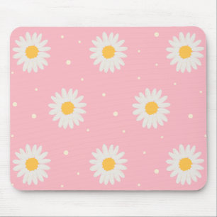 Tapis De Souris Blanc Daisy Dot Rose