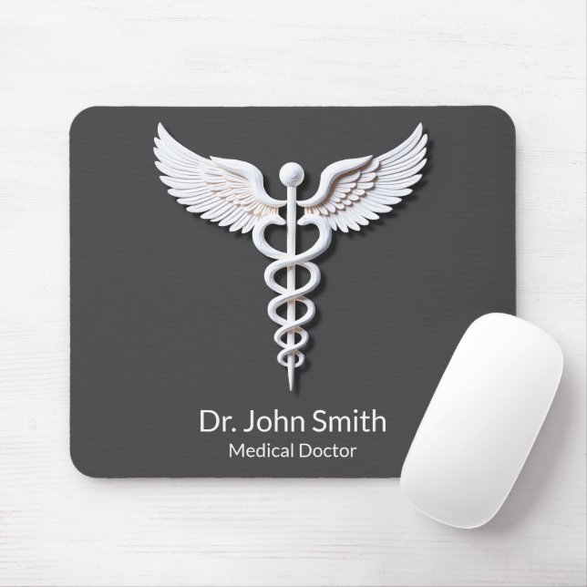 Tapis De Souris Blanc détaillé Nettoyer Caduceus Anthracite Médica (Avec souris)