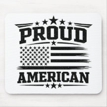 Tapis de souris blanc drapeau américain fier USA