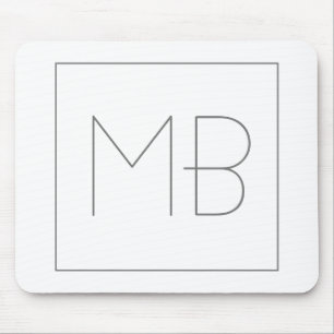 Tapis De Souris Blanc Élégant Unique Monogramme
