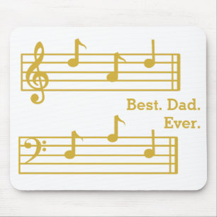TAPIS DE SOURIS BLANC GOLD MUSIC NOTES MEILLEUR PAPA JAMAIS TREBLE