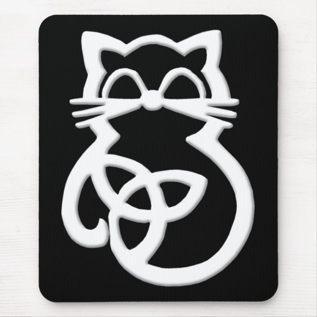 Tapis De Souris Blanc Trinity Knot Celtic Cat Mousepad (Devant)