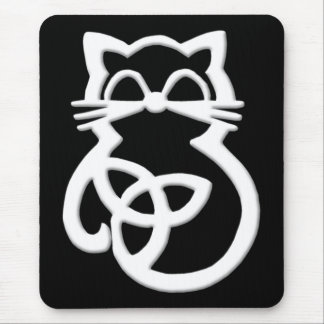 Tapis De Souris Blanc Trinity Knot Celtic Cat Mousepad