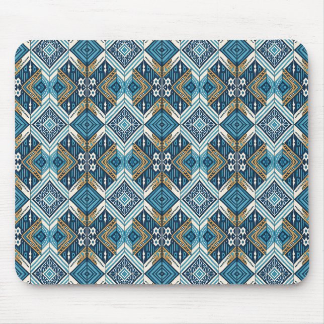 Tapis De Souris Blaue symetrisches Boho Muster 18583 b xl (Devant)