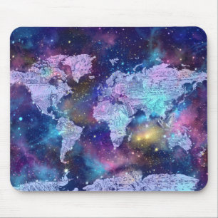 Tapis De Souris bleu 4 de galaxie de carte du monde