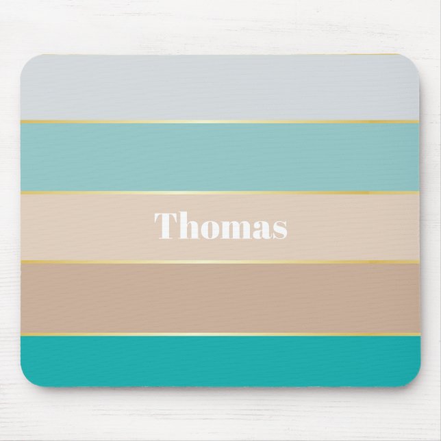 Tapis De Souris Bleu Beige Or personnalisé Couleur Été Blocage Blo (Devant)