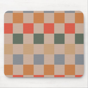 Tapis De Souris Bleu Beige Orange Brown À damiers En vichy Motif