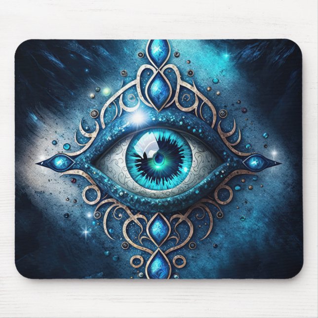 Tapis De Souris Bleu Bleu Bleu Tous Voir les yeux Illuminati (Devant)