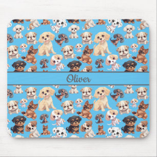 Tapis De Souris Bleu chien chiot mignon