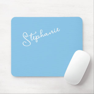 Tapis De Souris Bleu Ciel Chic Minimaliste Écriture Personnalisée 