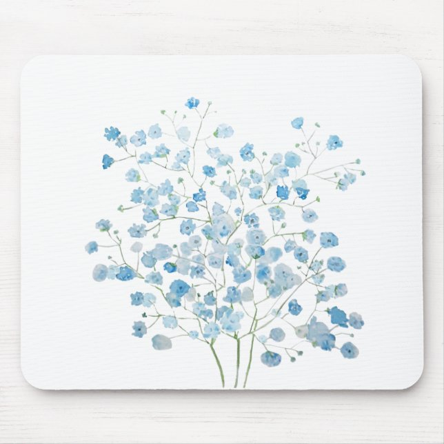 Tapis De Souris bleu clair Baby Breath Bouquet gypsophila (Devant)