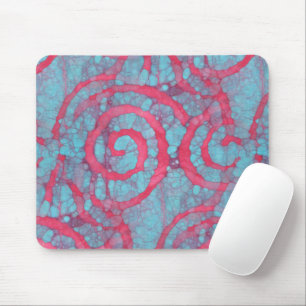 Tapis De Souris Bleu clair rose Funky Batik Spirales Art Motif