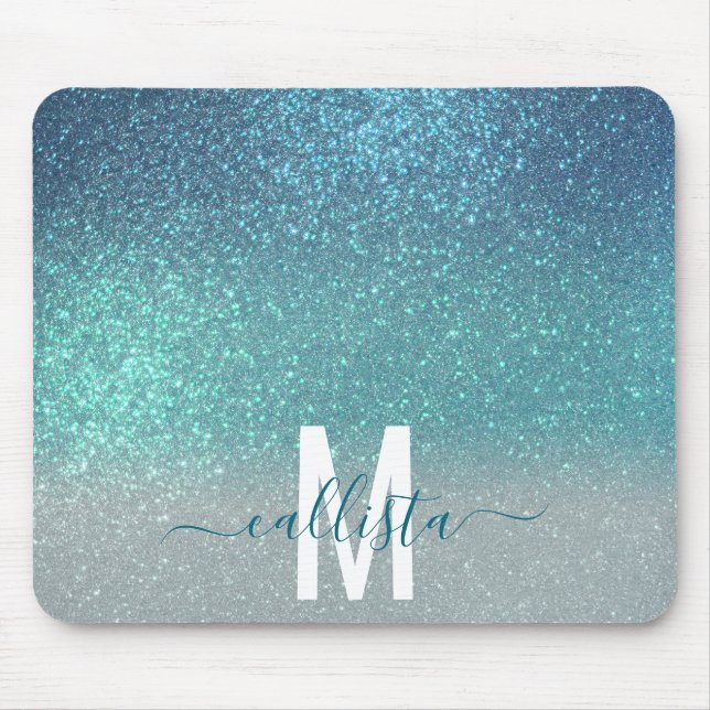 Tapis De Souris Bleu clair Turquoise Parties scintillant brillante (Devant)