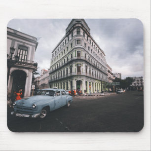 Tapis De Souris Bleu Classic Vintage Car Cityscape