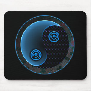Tapis De Souris Bleu cosmique en équilibre Yin Yang