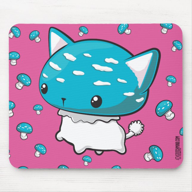 Tapis de souris bleu de champignon de Kitty de (Devant)