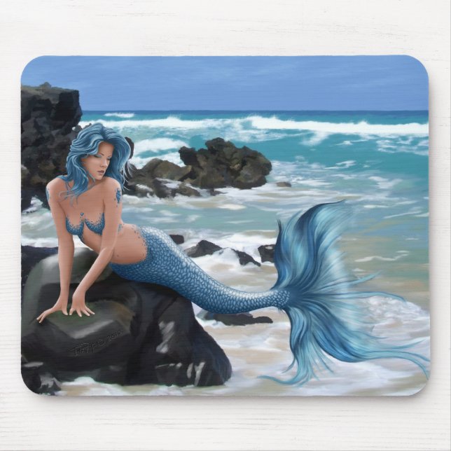 Tapis de souris bleu de sirène (Devant)