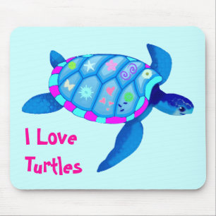 Tapis de souris bleu de tortue