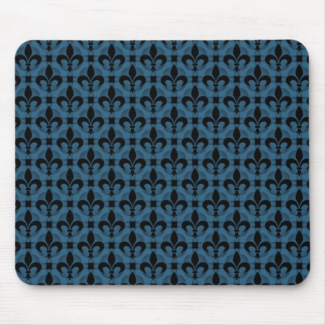 Tapis De Souris Bleu électrique Fancy Fleur de lis Mousepad (Devant)