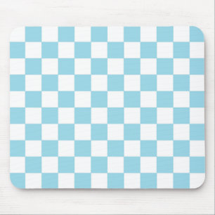 Tapis De Souris Bleu en pastel et blanc Checkered