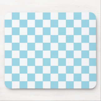 Tapis De Souris Bleu en pastel et blanc Checkered