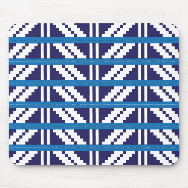 Tapis De Souris Bleu et blanc letton Letton Ethnic Folk art (Devant)
