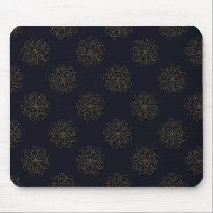 Tapis De Souris Bleu et or élégant modèle floral