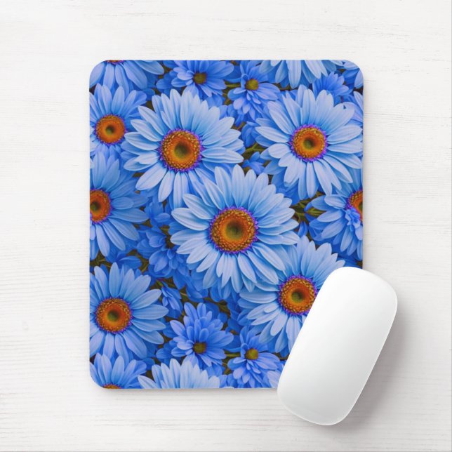 Tapis De Souris Bleu floral bleu tournesol bleu marguerites motif (Avec souris)