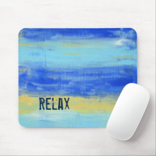 Tapis De Souris Bleu Jaune Abstrait de Plage Relaxant