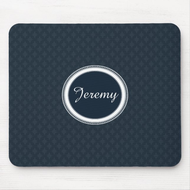 Tapis De Souris Bleu marine classique profond avec le monogramme (Devant)