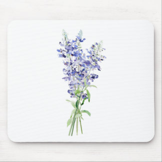 Tapis De Souris bleu mealycup fleurs de sauge bouquet aquarelle