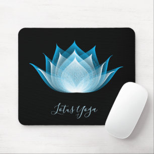 Tapis De Souris Bleu noir Lotus Moiré Dessin Fleur Graphisme Yoga