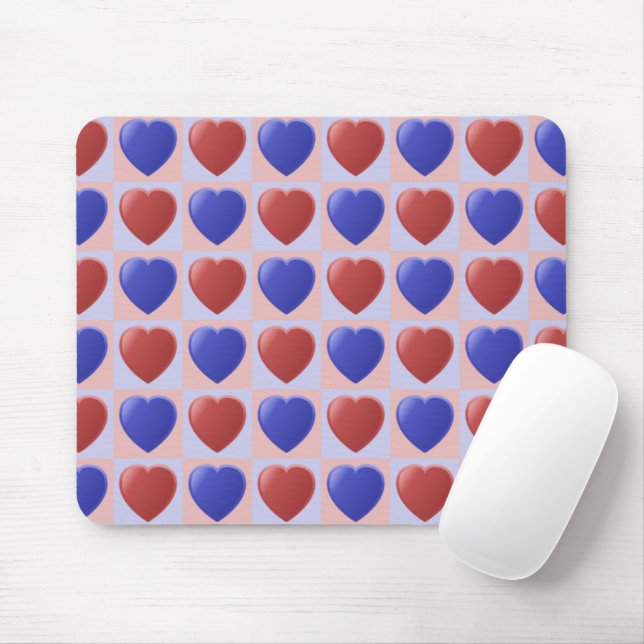 Tapis De Souris Bleu rouge Coeur motif Valentine (Avec souris)