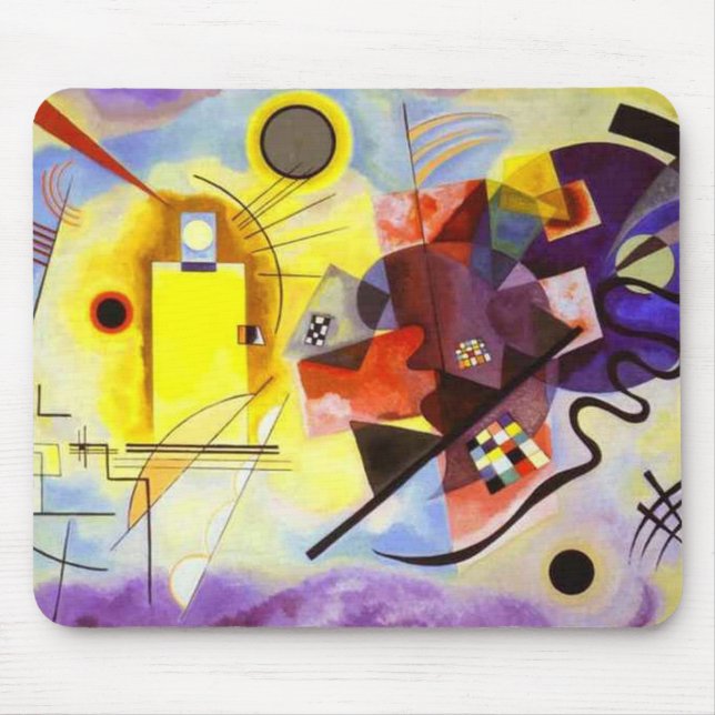 Tapis De Souris Bleu rouge jaune Kandinsky peinture Abstraite (Devant)