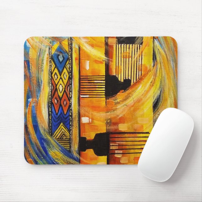 Tapis De Souris Bleu rouge jaune Motifs éthiopiens Mousepad (Avec souris)
