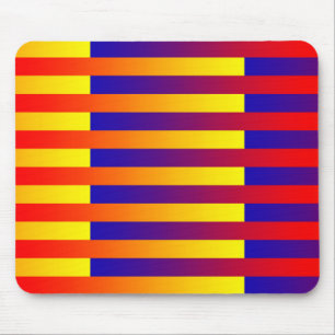 Tapis De Souris Bleu rouge rayures jaunes