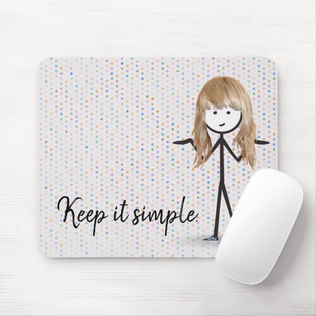 Tapis De Souris Bleu Stick Girl sur Pois (Avec souris)