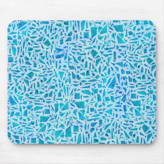 Tapis De Souris Bleu Turquoise Mosaïque Carrelage Moderne Chic (Devant)